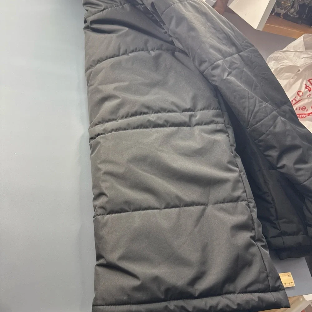 Men's Black Puffer Jacket with Faux Fur Hood Parka D’hiver Jacket - Picture 4 of 11